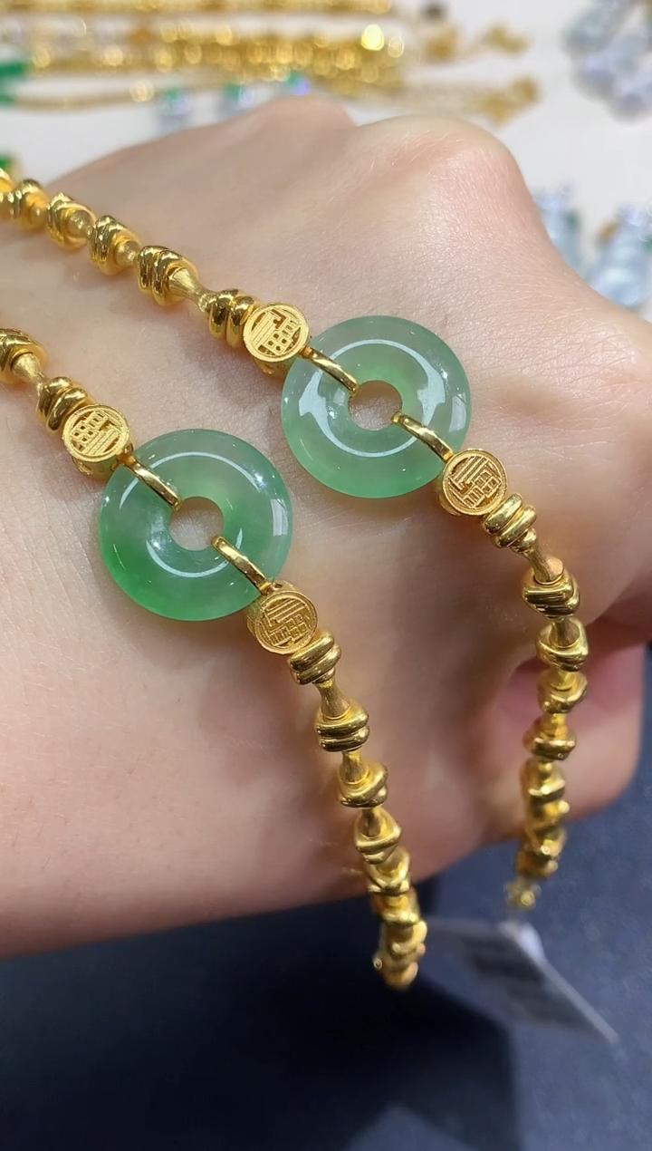 18K金镶嵌手链翡翠手链|3980多样性发其一