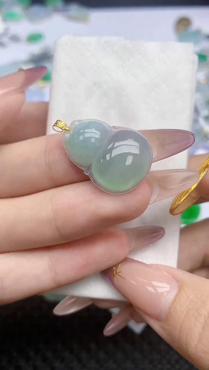 翡翠18K金镶嵌颈饰   天然翡翠A货  百元以上9米证书费自理