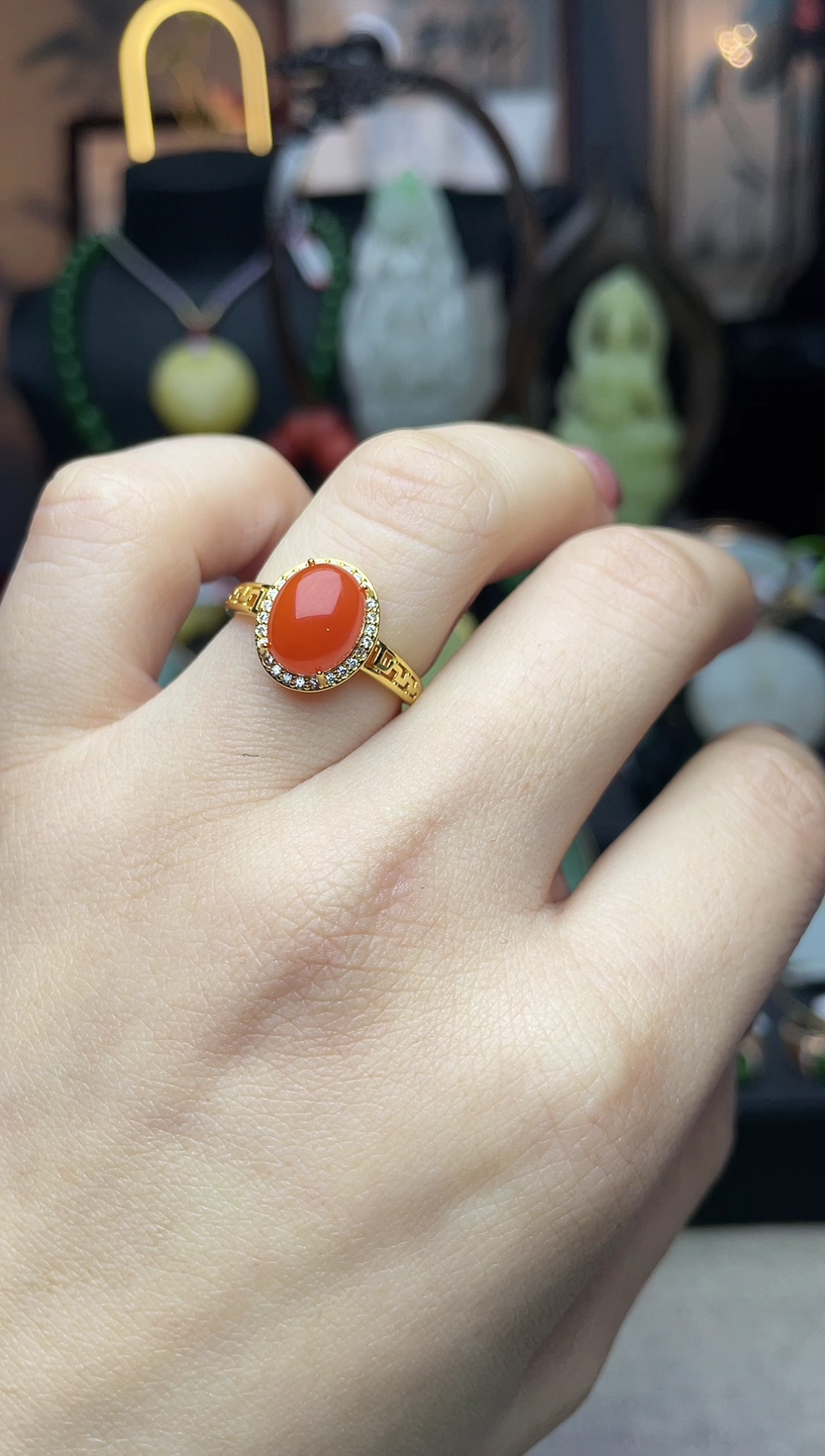 【闪购商品】南红玛瑙戒指银S925镶嵌戒指f062