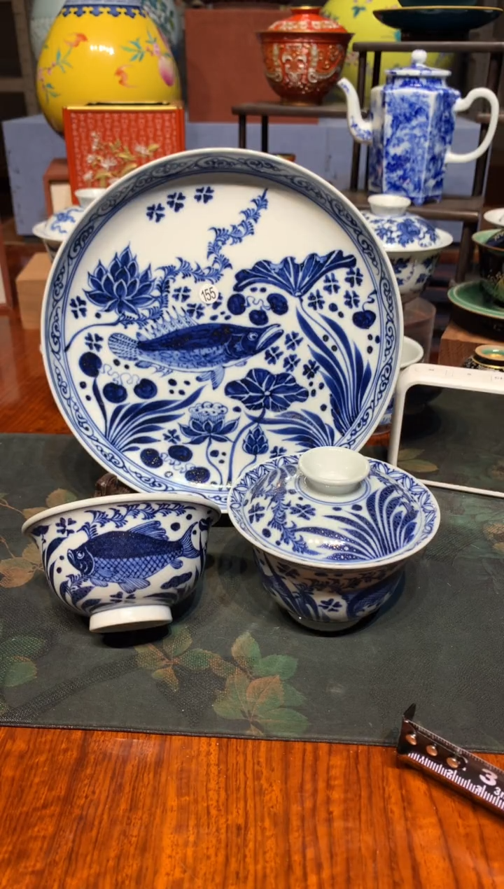 小*_155青花鱼藻纹三件套qd315，qd316，qd318