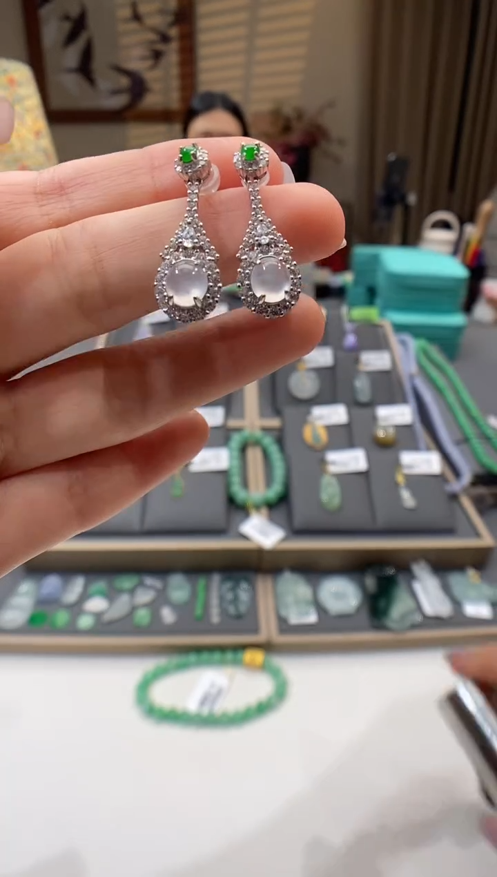 【闪购商品】翡翠耳饰银S925镶嵌耳坠