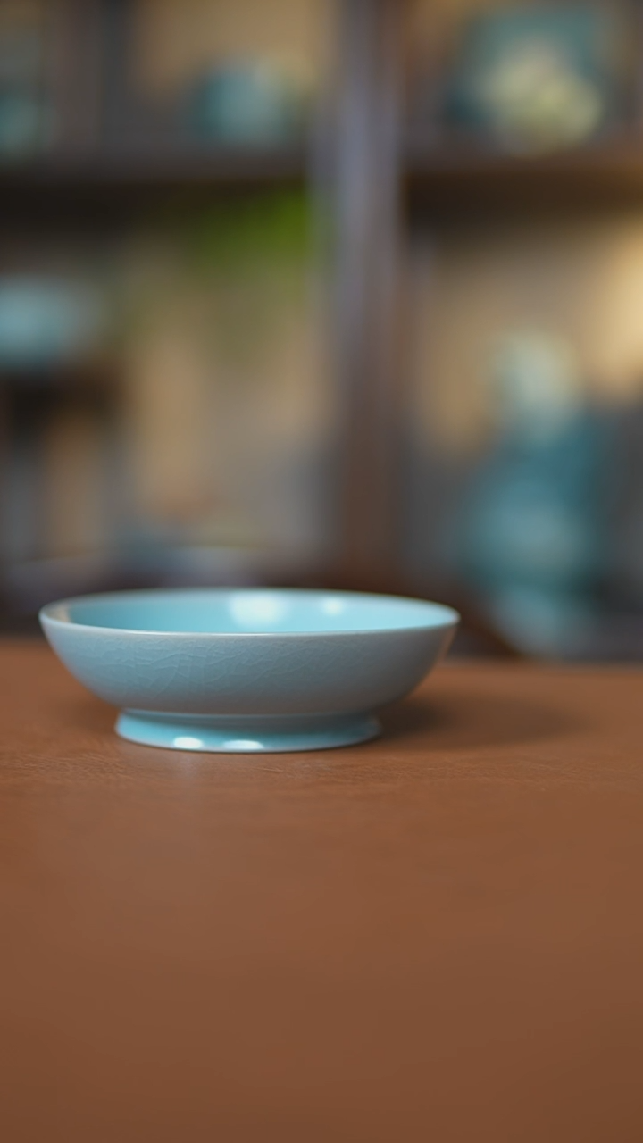 杯仿古天青纯手圆洗瑕