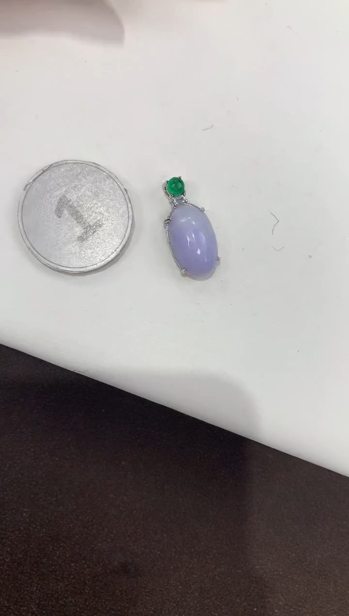颈饰银S925镶嵌翡翠天然缅甸A货翡翠