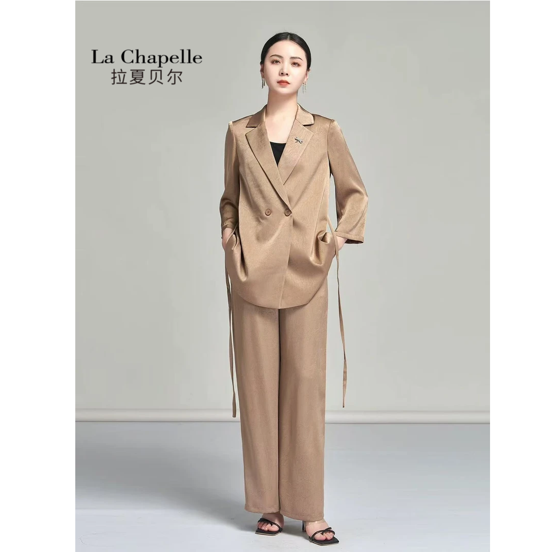 La Chapelle/拉夏贝尔气质款时尚套装香槟金色西裤套装LX2209