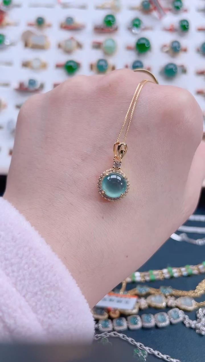 颈饰银S925镶嵌翡翠天然翡翠