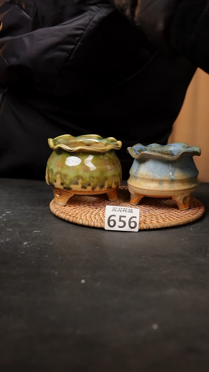 【闪购商品】瓷片656泥泥手工花盆口7-8高7-8