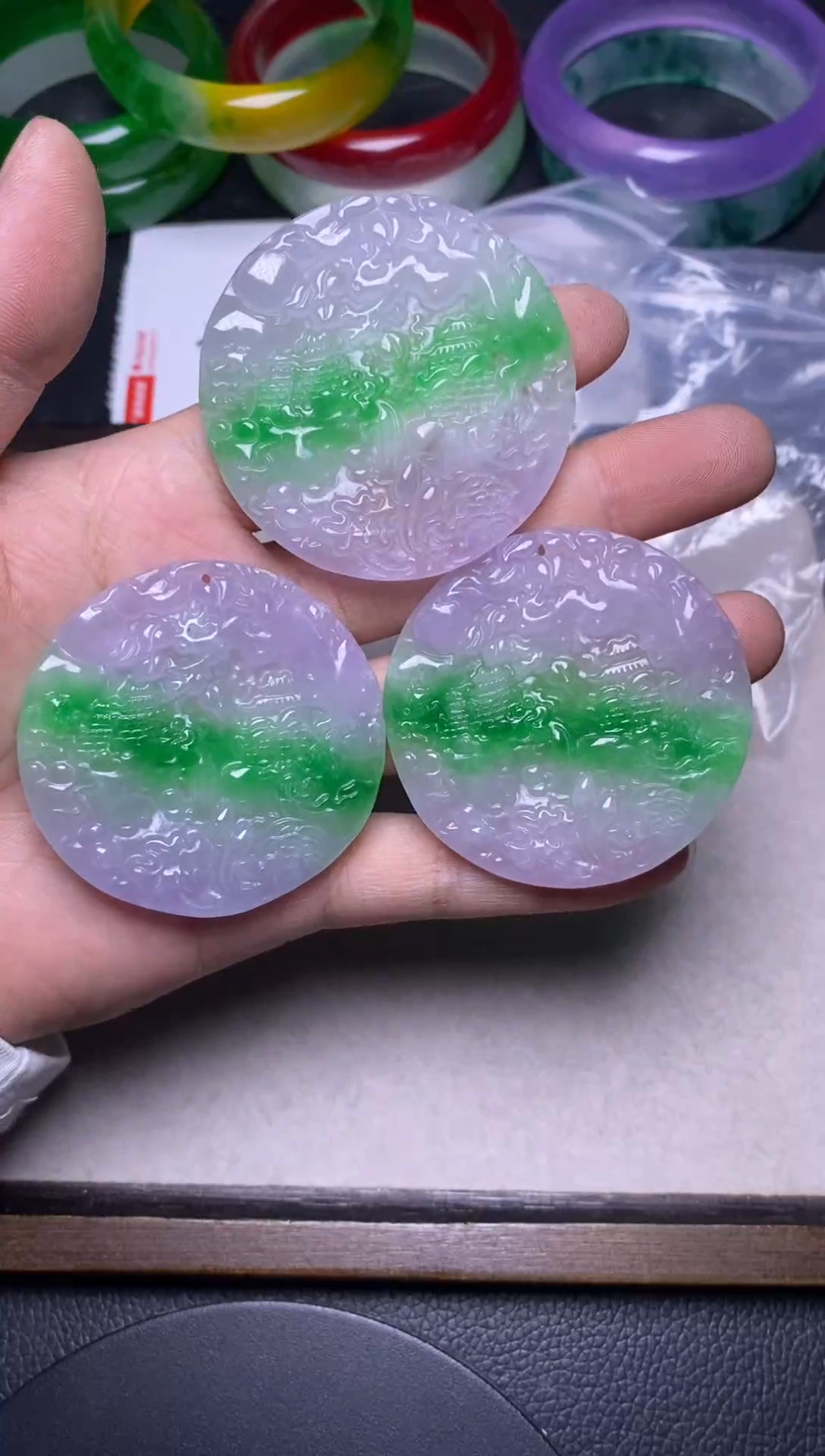 【闪购商品】翡翠手链未镶嵌山水园牌