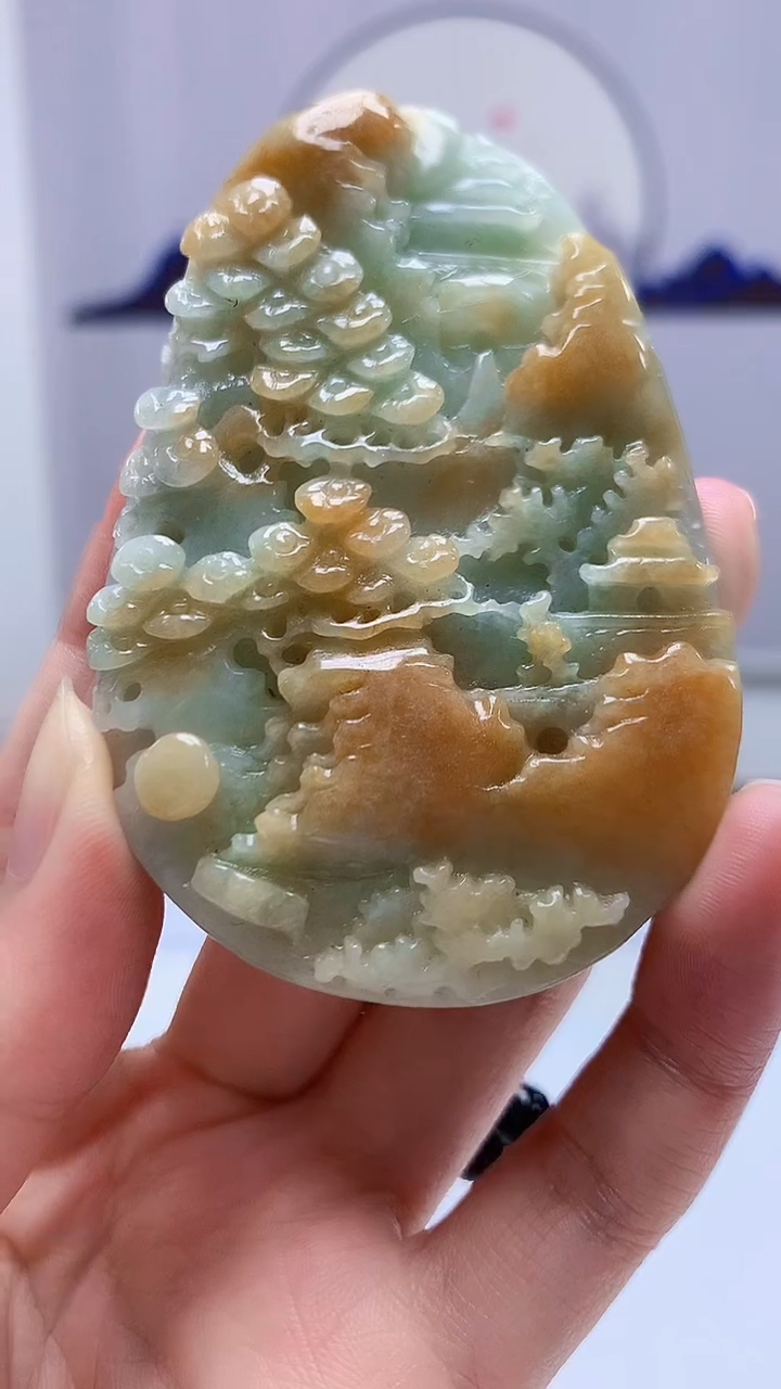 【闪购商品】定制翡翠未镶嵌4902zm-毛货挂件山水88