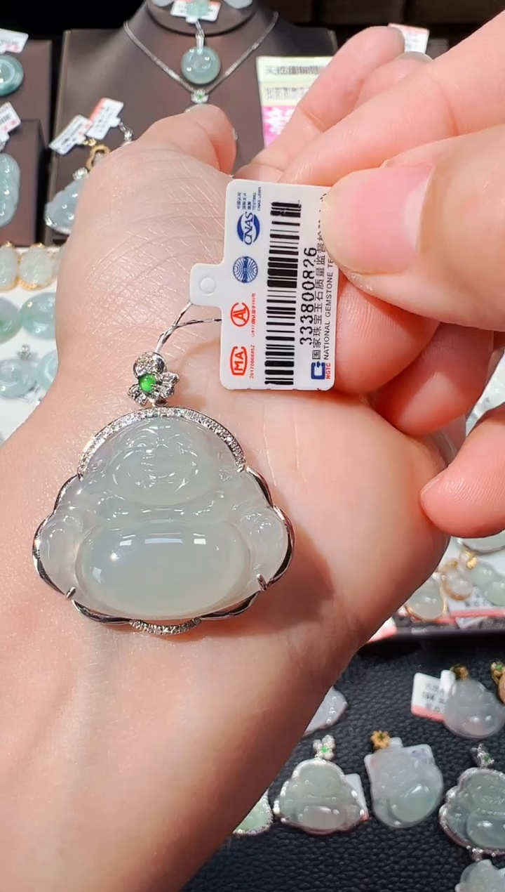 【闪购商品】翡翠吊坠(不含链)18K金镶嵌佛公吊坠826