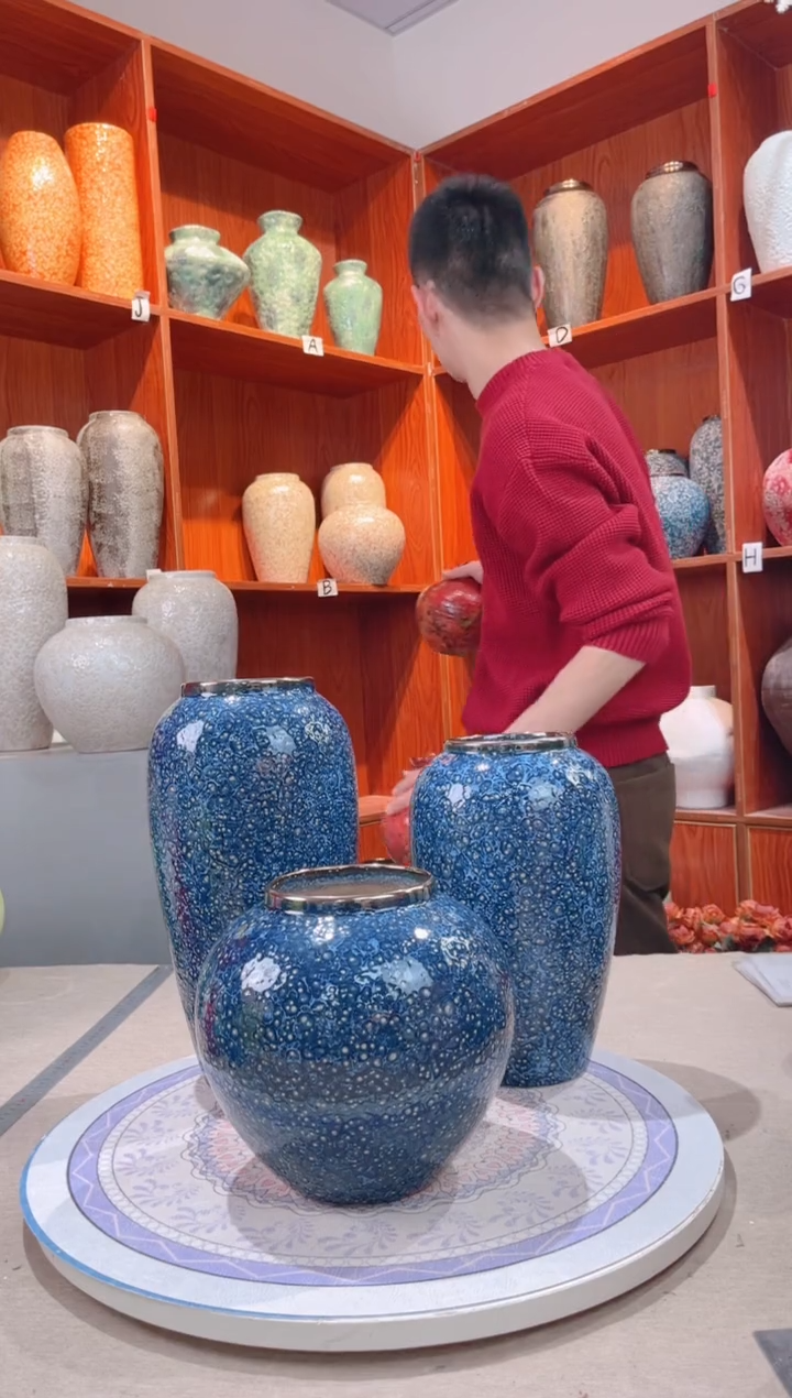 【闪购商品】瓶紫水晶 三件套 陶瓷花瓶 无花