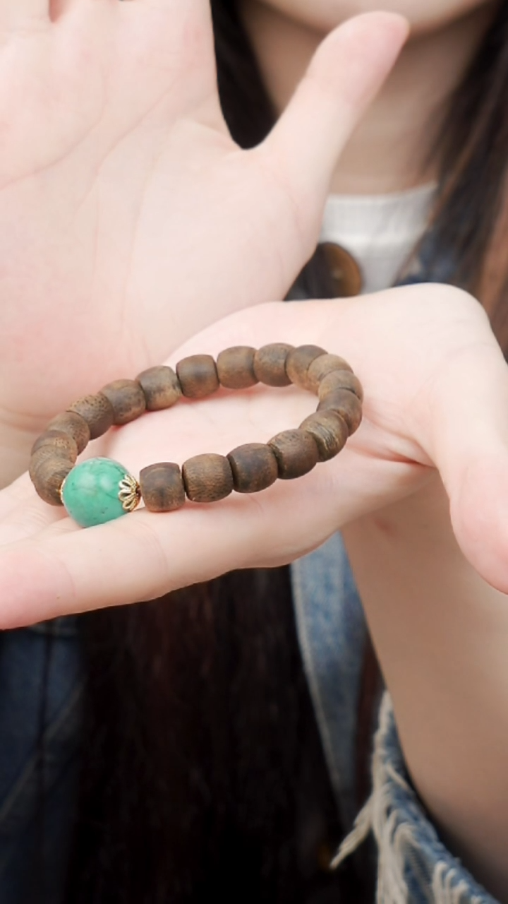 手串沉香海南莺歌绿奇楠卡9鼓珠DIY设计手串