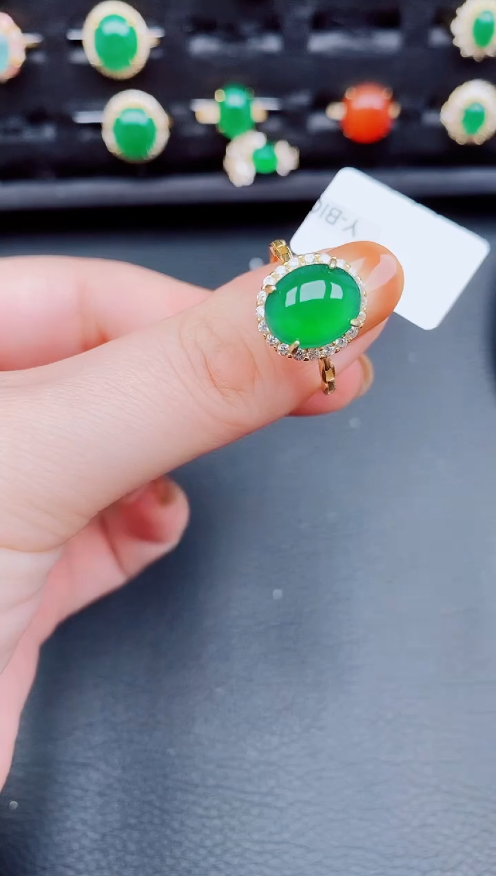 【闪购商品】翡翠戒指银S925镶嵌天然a货翡翠138