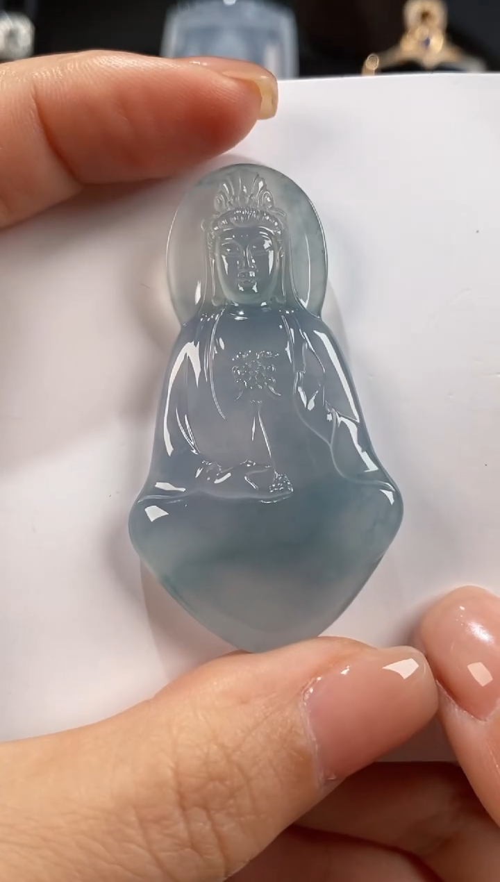 【闪购商品】翡翠吊坠(不含链)未镶嵌翡翠素衣观音吊坠