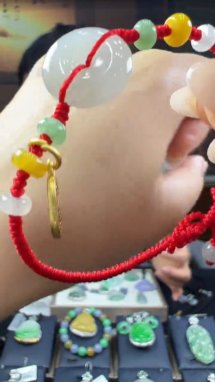 未镶嵌挂件翡翠平安扣手绳