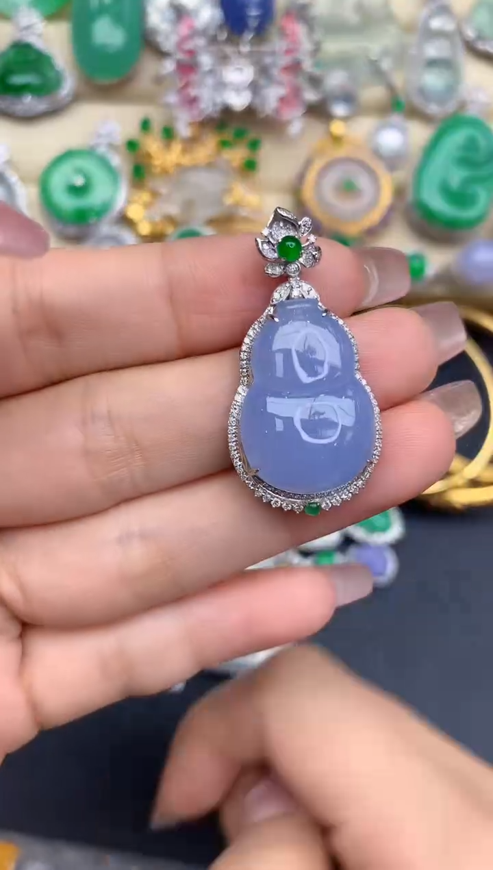 颈饰18K金镶嵌翡翠453-中国好珍宝