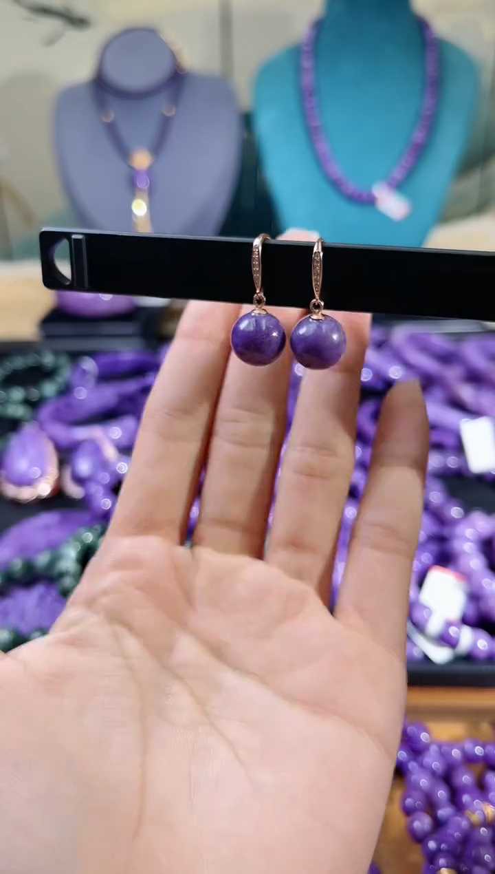 【闪购商品】查罗石（紫龙晶）耳饰未镶嵌耳钩