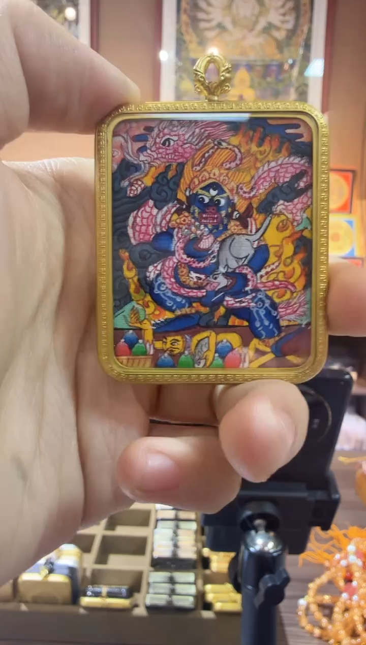 吊坠黑财神-纯手绘唐卡