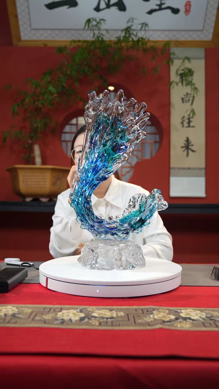 【闪购商品】琉璃手工艺品蓝色风生水起51-25