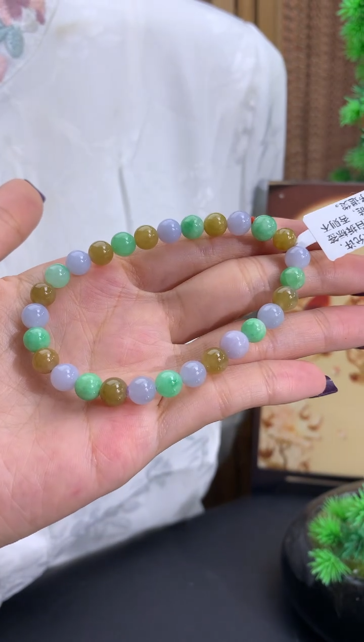 未镶嵌手串翡翠卡6.4-7.3mm