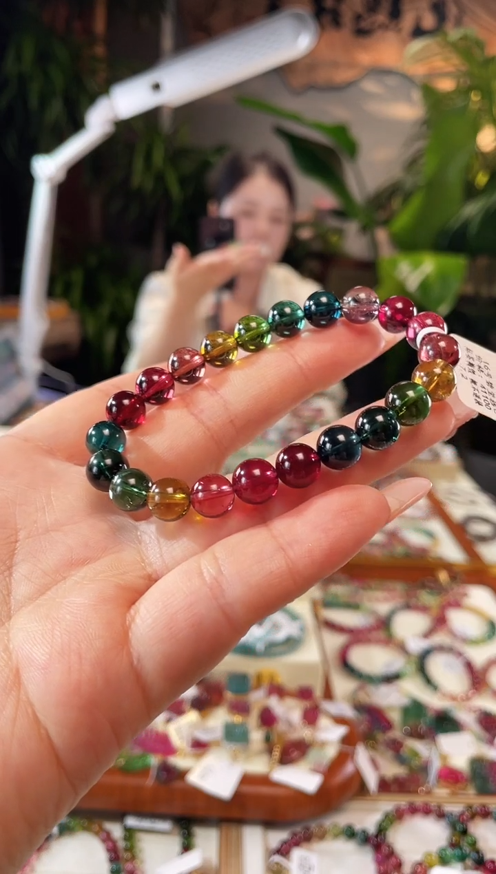 未镶嵌手链碧玺奥***神碧玺巴西老矿料手链8.5mm+