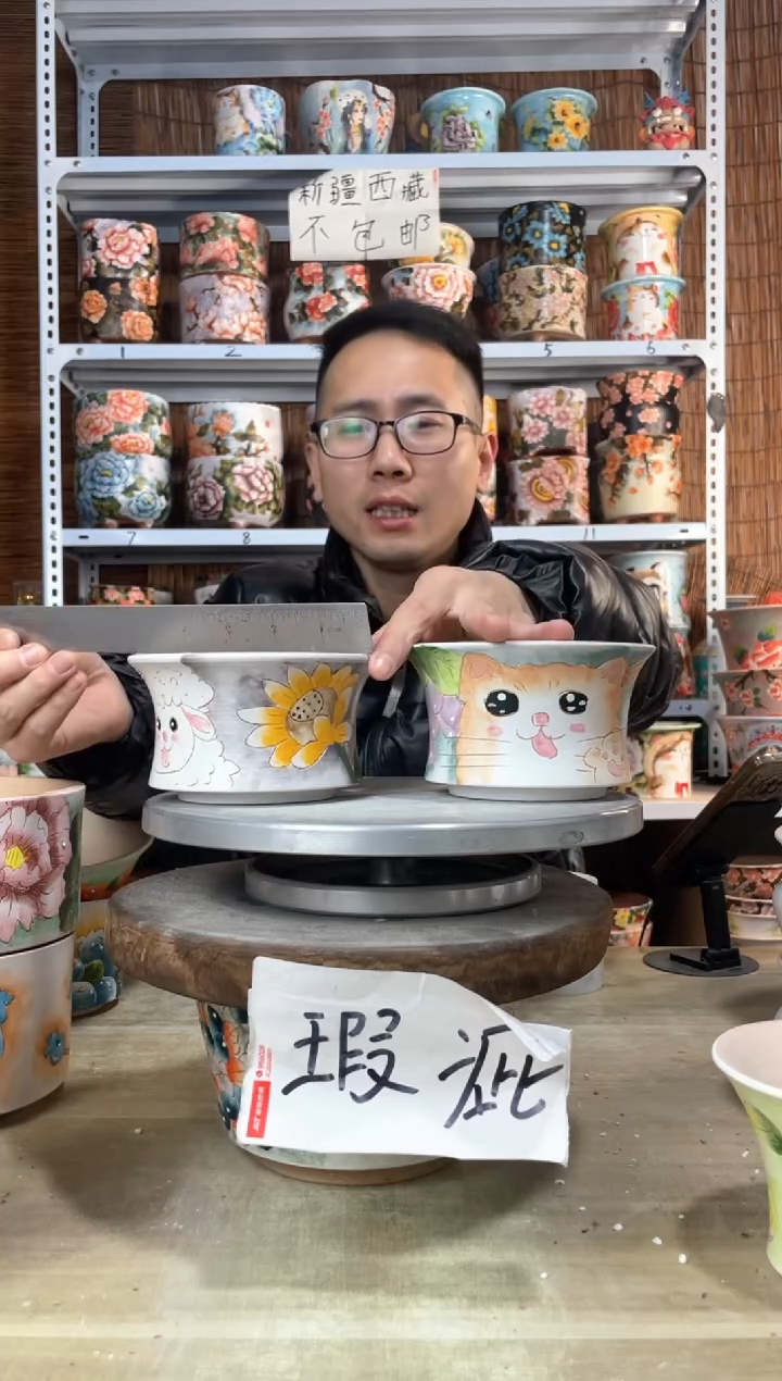 【闪购商品】摆件880陶花岛多肉陶瓷花盆罐——微瑕