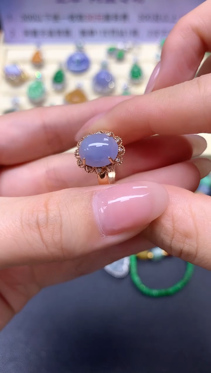 【闪购商品】翡翠戒指18K金镶嵌戒指|3250+325