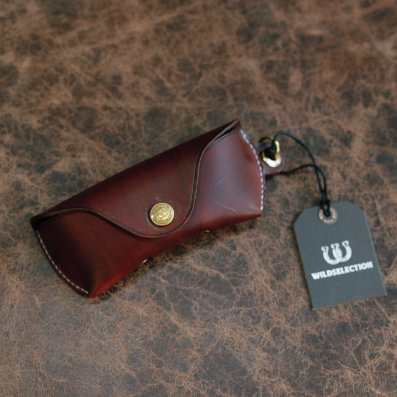 WILDSELECTION美式复古手工意大利头层植鞣牛皮眼镜盒