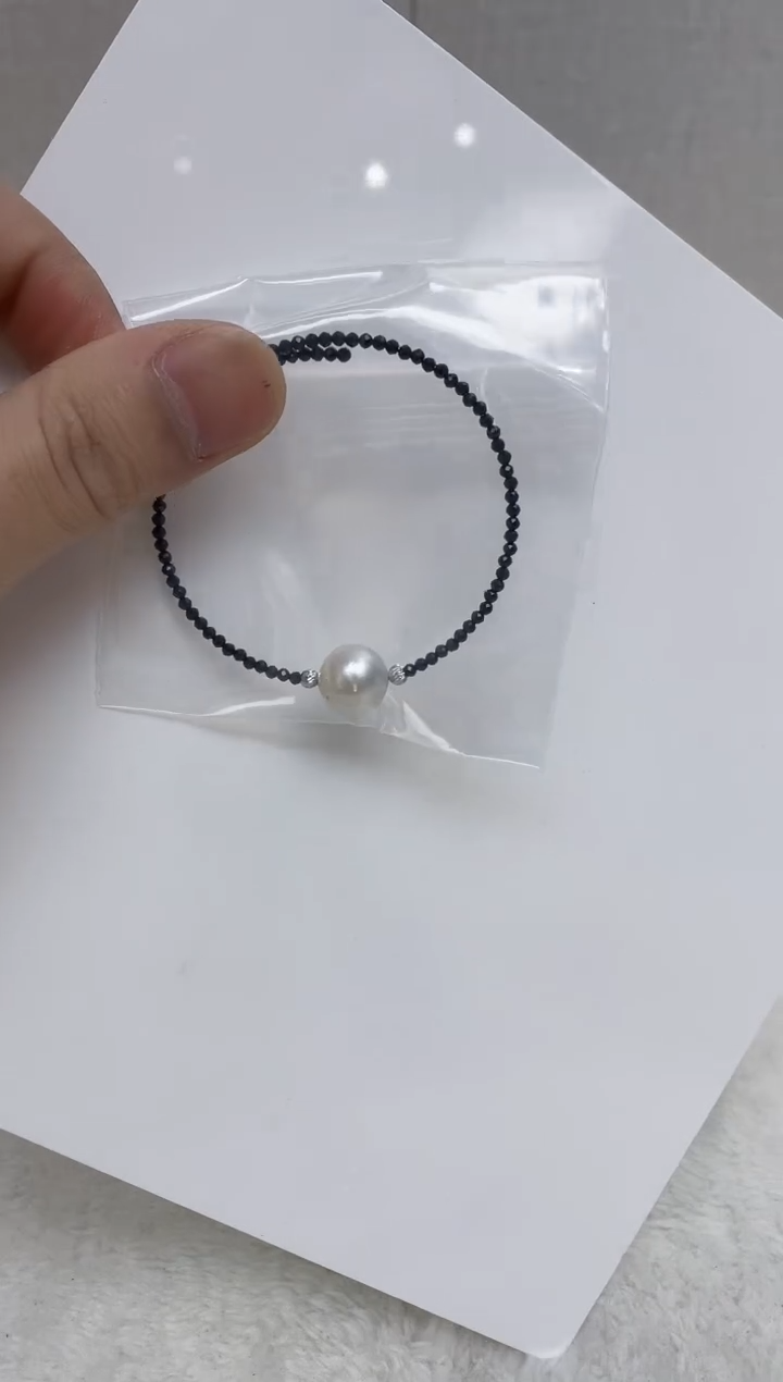 银S925镶嵌手镯海水珍珠   