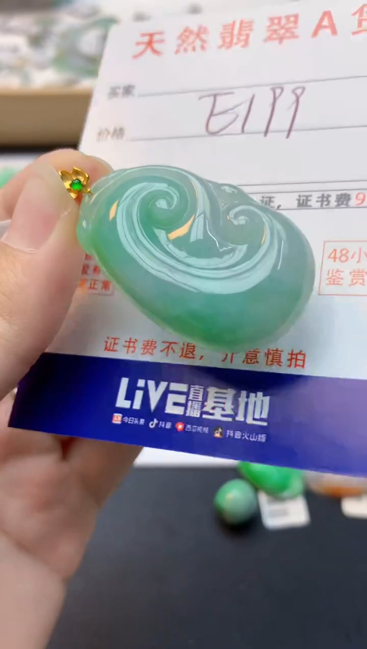 颈饰18K金镶嵌翡翠天然缅甸A货翡翠百元以上9元证书费自理