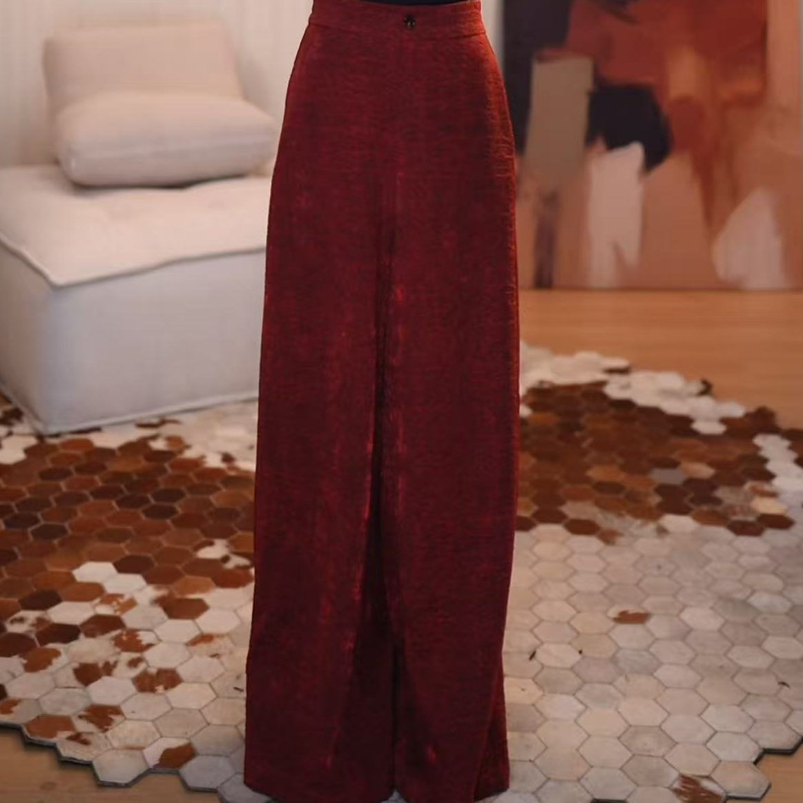 【温柠】新中式香云纱时尚显瘦百搭宽松复古休闲设计师汉服裤子