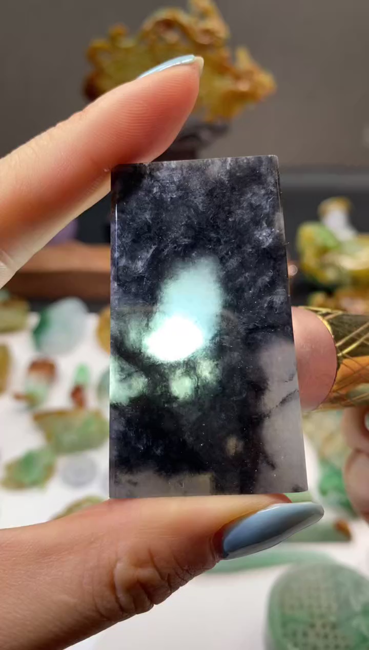 翡翠未镶嵌颈饰翡翠冰乌鸡无事牌