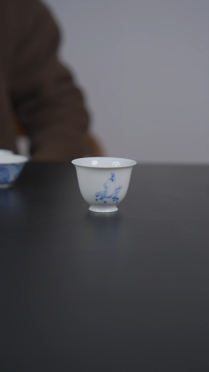 盖碗瓷青花徐渭骑驴