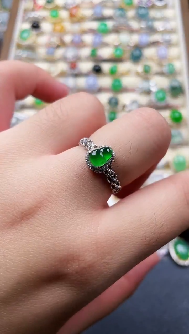 银S925镶嵌戒指翡翠14