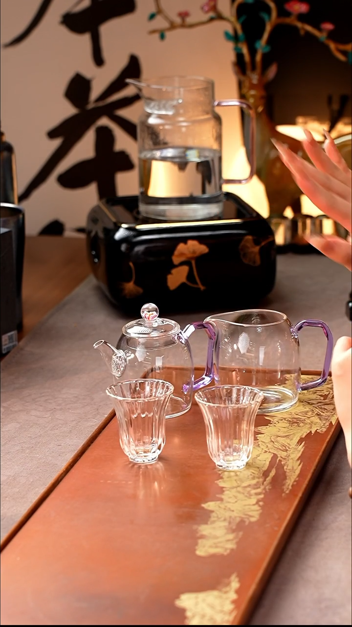秦权小泡壶/紫海棠+秦权匀杯/浅紫+玲珑杯2入