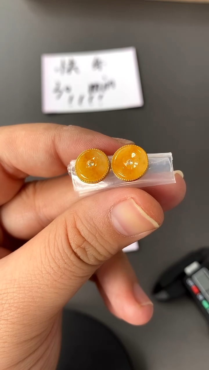 【闪购商品】翡翠耳饰银S925镀金镶嵌买断价