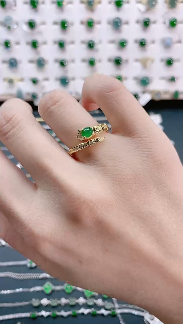 【闪购商品】翡翠戒指银S925镶嵌天然翡翠