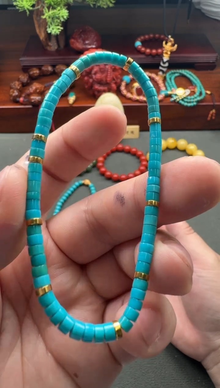 【闪购商品】绿松石手串手串18K金镶嵌手串手串