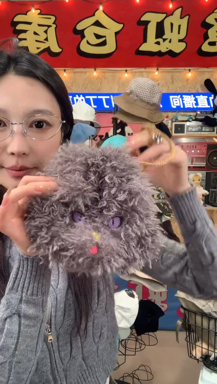 织物毛茸茸小猫包包