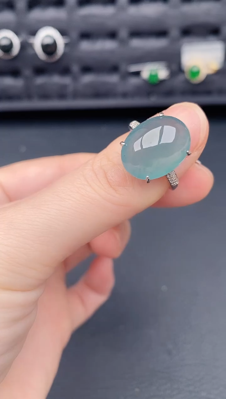 银S925镶嵌戒指翡翠天然a货翡翠226