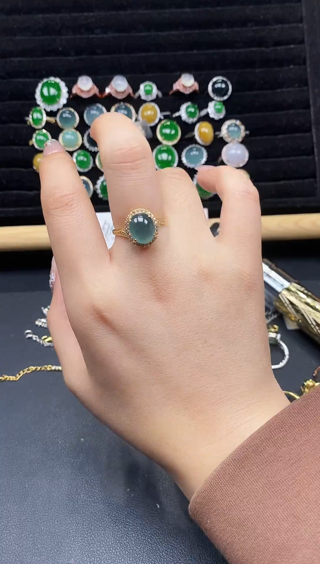 银S925镶嵌戒指翡翠111