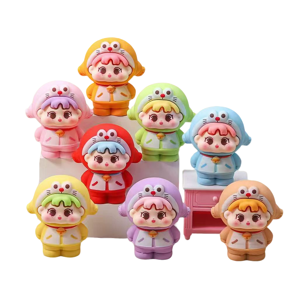 【九宫格+对对碰】手感漆机器猫QQ女孩diy萌粒摆件