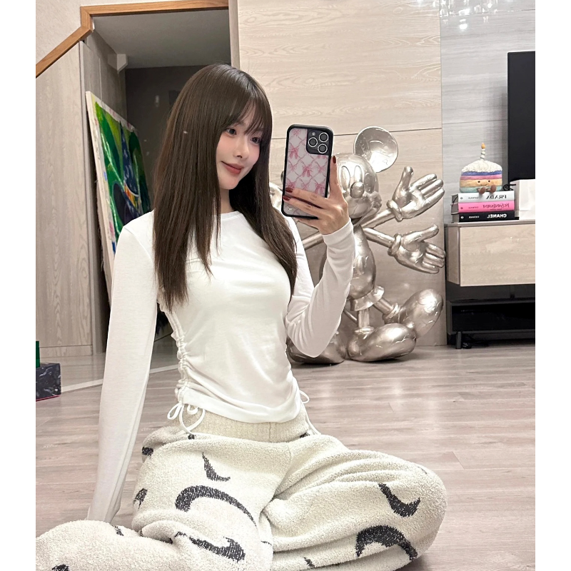 qicifier报恩抽绳内搭 两边抽绳显瘦长袖T恤 5121