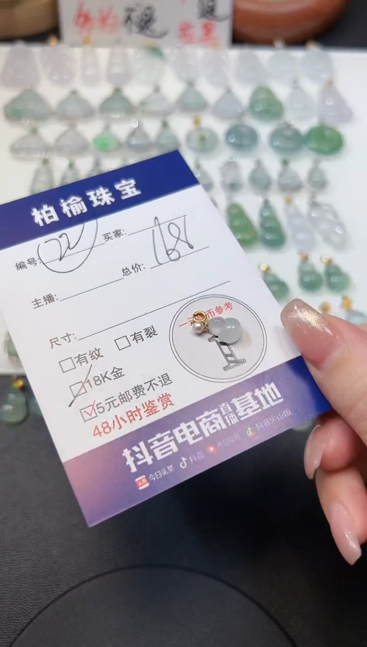 【闪购商品】翡翠颈饰18K金镶嵌22回来