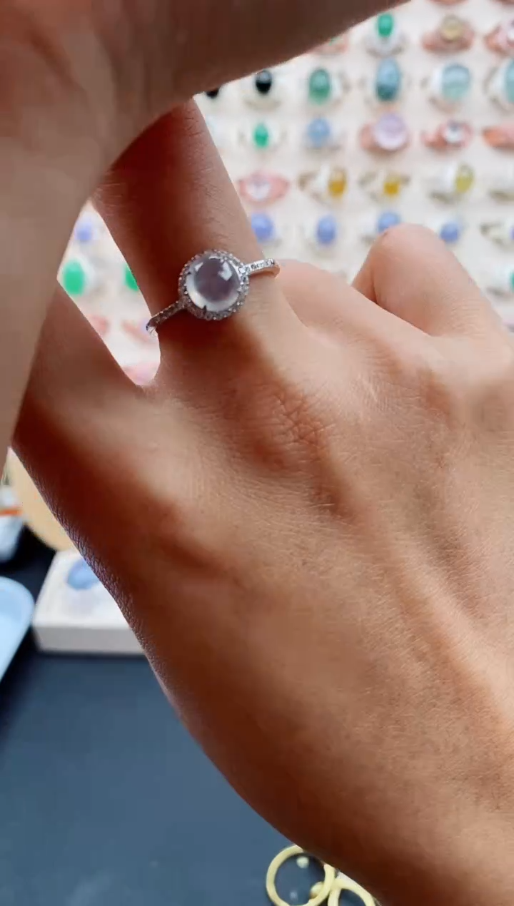 【闪购商品】翡翠戒指银S925镶嵌缅甸天然A货翡翠222  2+9