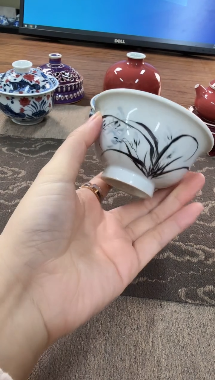 旬祥唐亲工兰花压手杯