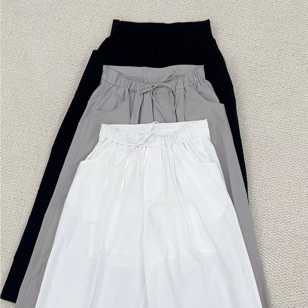 【原歌】夏季薄款高腰抽绳休闲直筒裤女YG26175