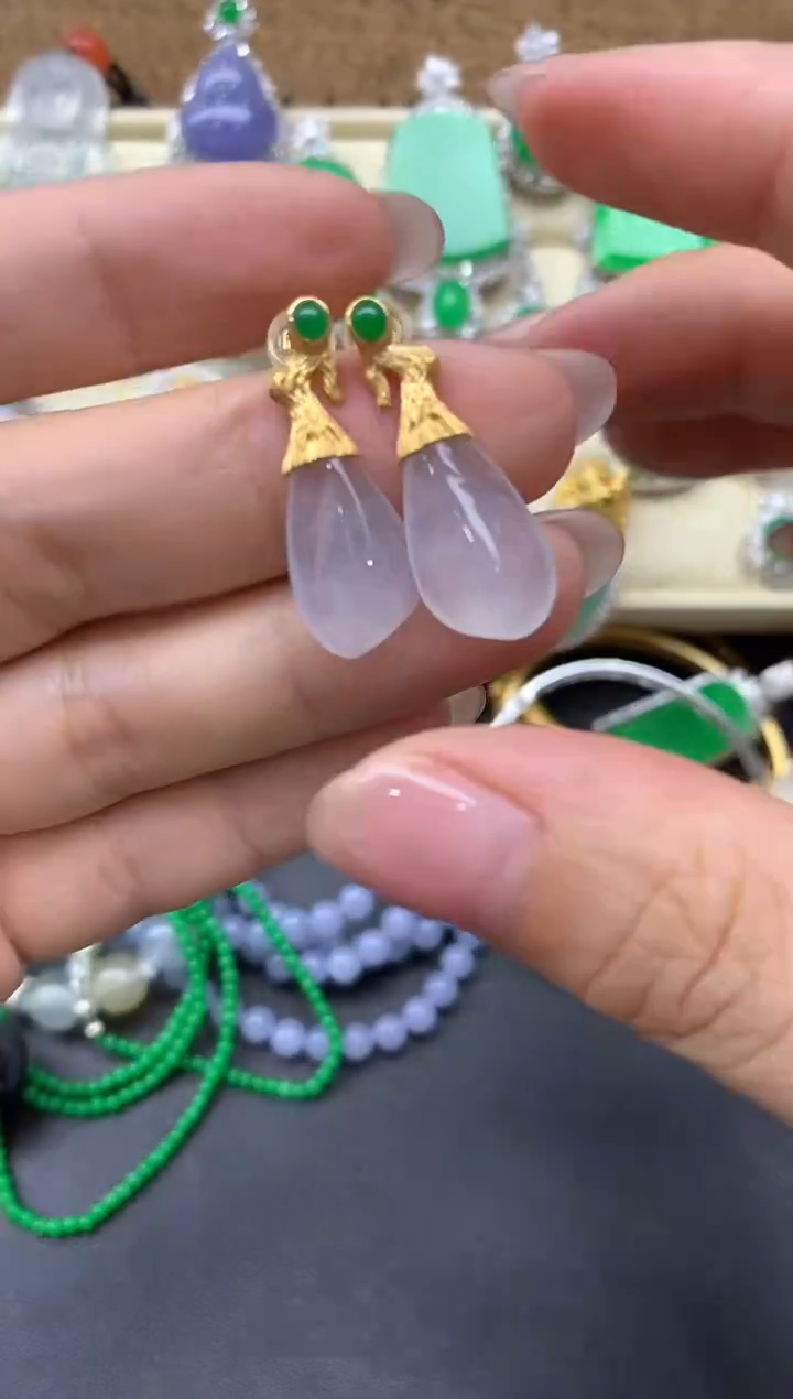 【闪购商品】翡翠耳饰18K金镶嵌355-中国好珍宝