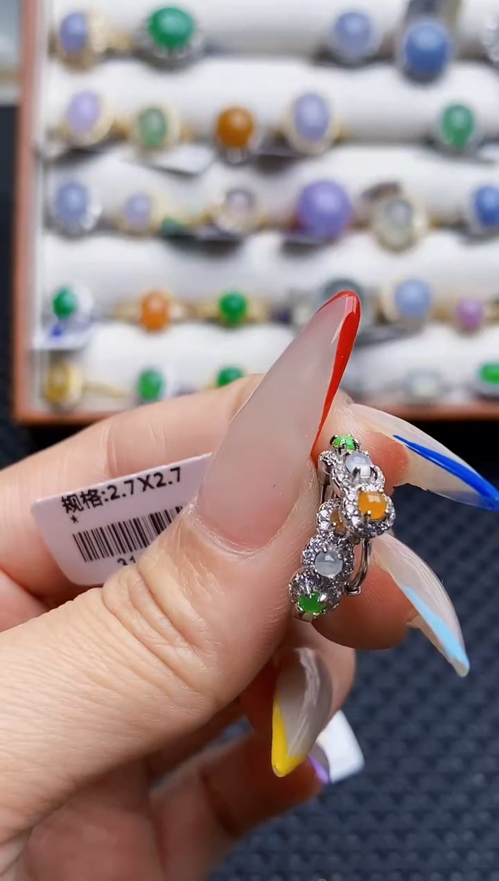 银S925镶嵌戒指翡翠0510