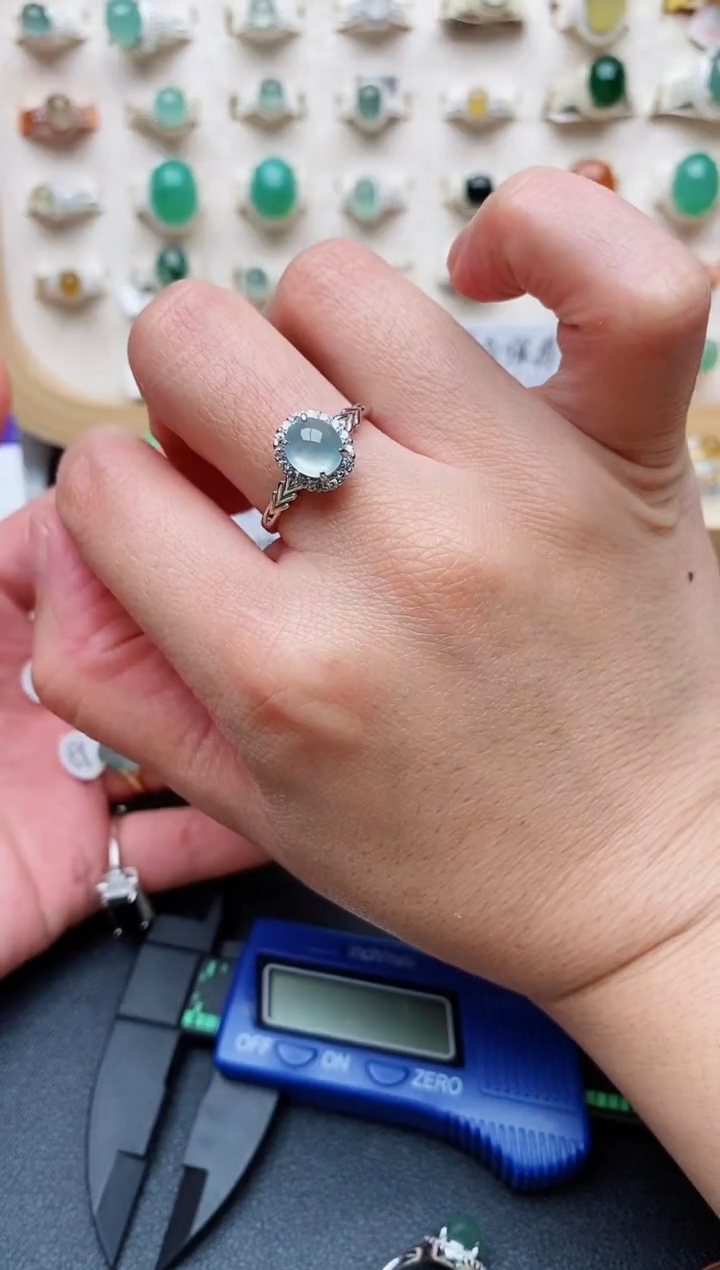 【闪购商品】翡翠戒指银S925镶嵌天然翡翠 1111  9+