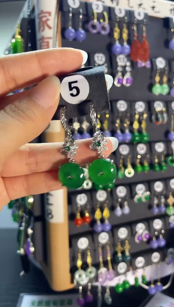 翡翠银S925镶嵌耳饰5........